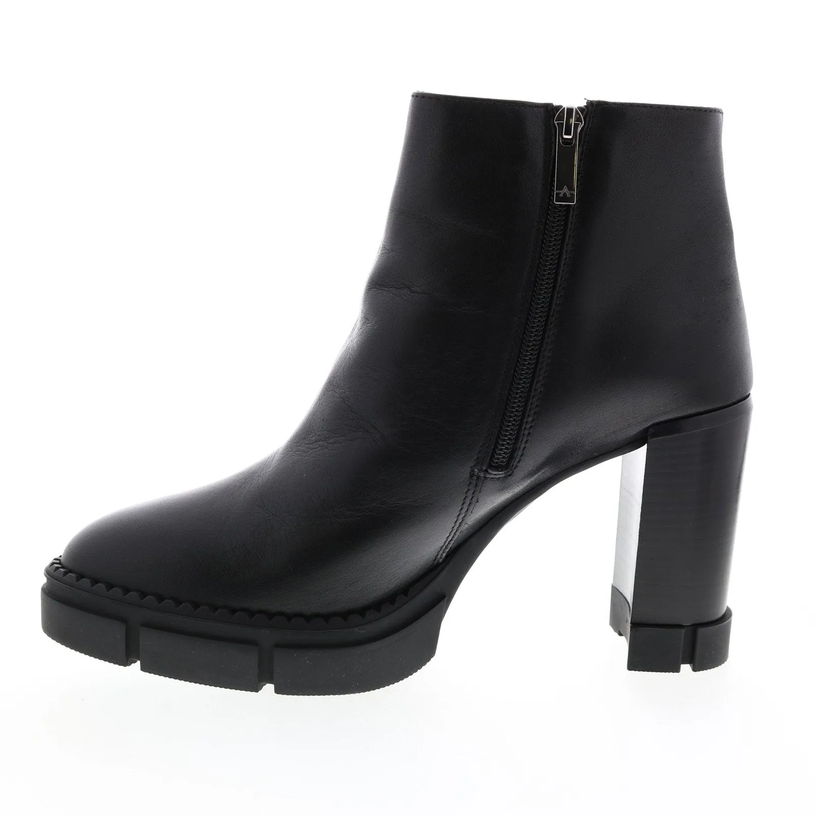 Aquatalia Iola Calf 34L3709-BLK Womens Black Leather Zipper Ankle & Booties Boots