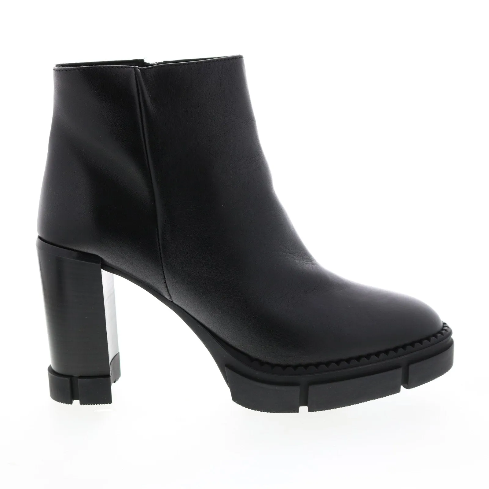 Aquatalia Iola Calf 34L3709-BLK Womens Black Leather Zipper Ankle & Booties Boots