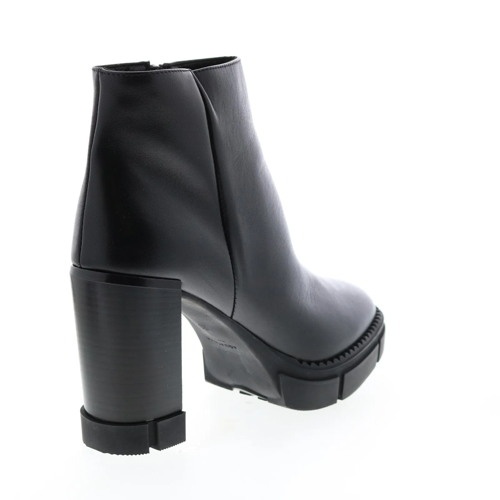 Aquatalia Iola Calf 34L3709-BLK Womens Black Leather Zipper Ankle & Booties Boots