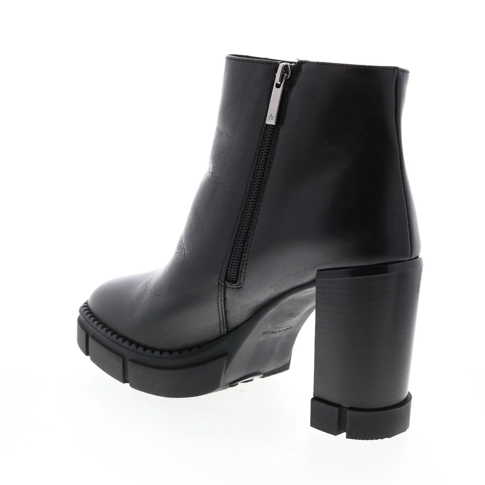 Aquatalia Iola Calf 34L3709-BLK Womens Black Leather Zipper Ankle & Booties Boots