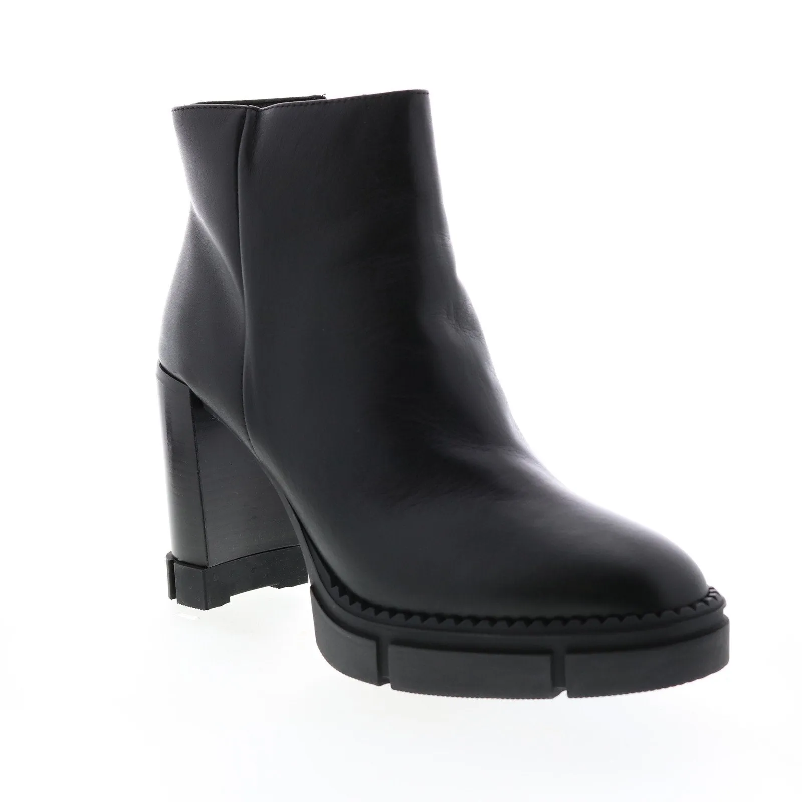 Aquatalia Iola Calf 34L3709-BLK Womens Black Leather Zipper Ankle & Booties Boots