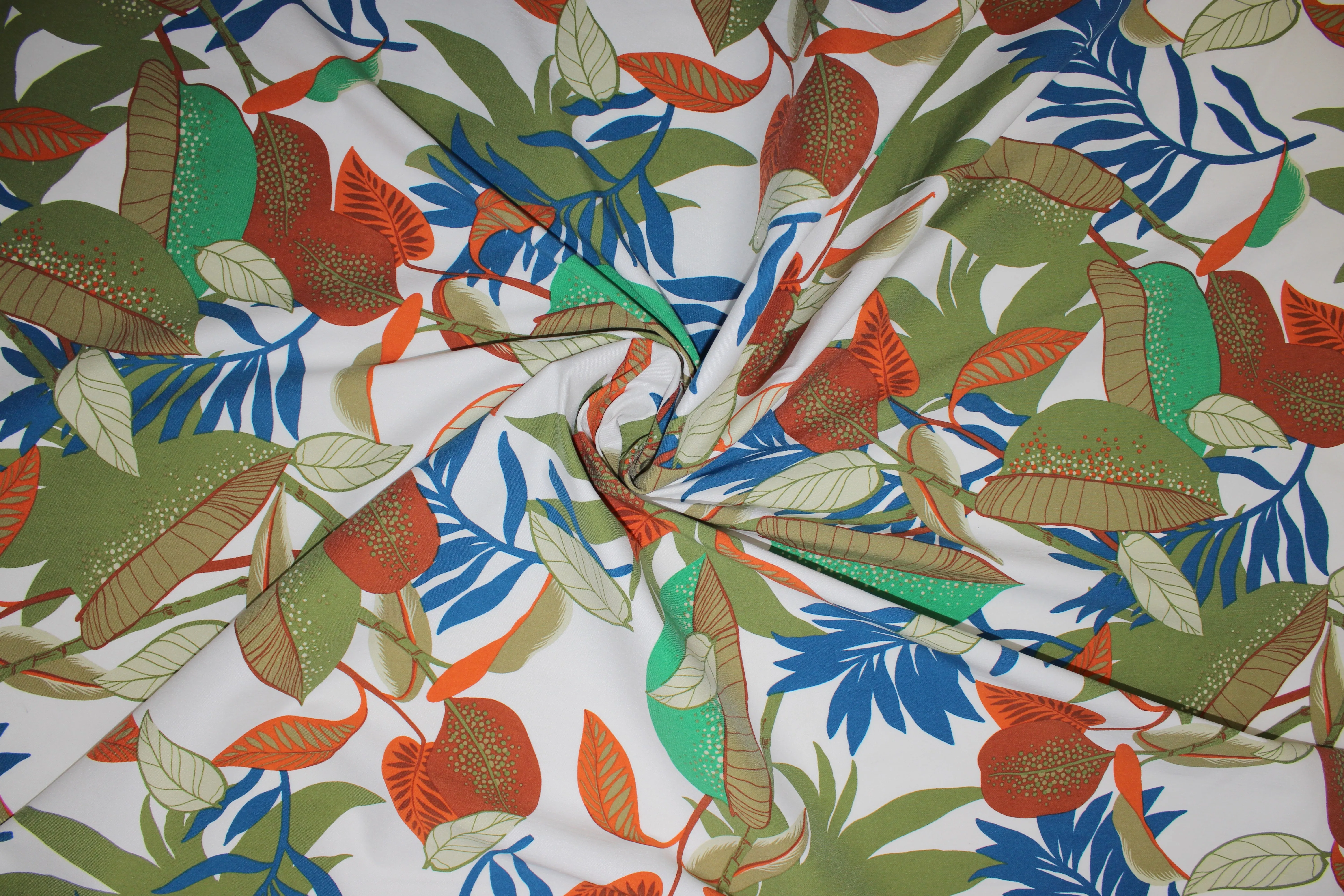 Avenue M0ntaigne Floral Stretch Twill - Greens/Rust/Blue on White