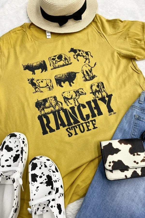 BC RANCHY STUFF COW- MUSTARD