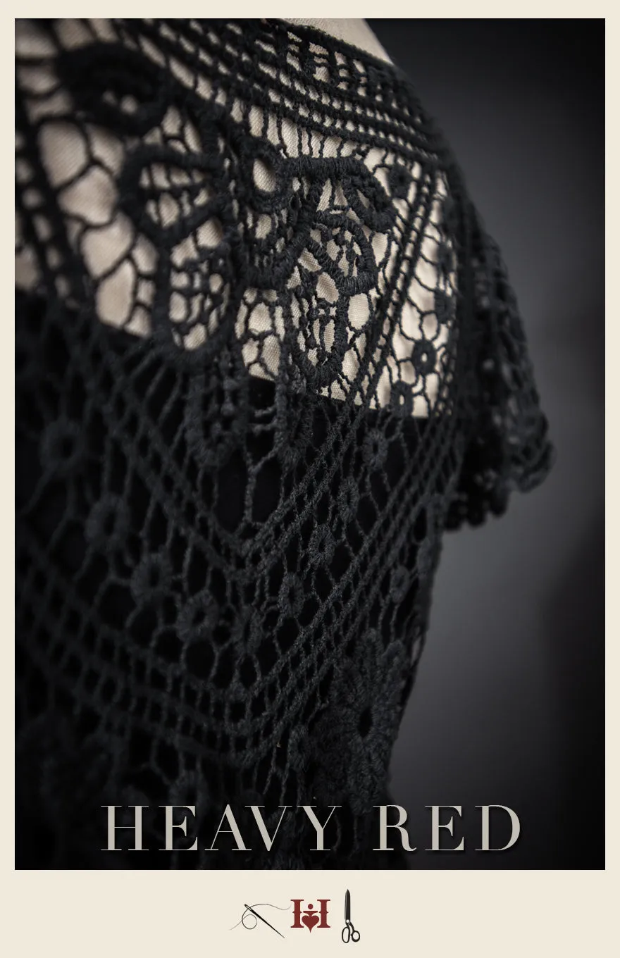 Bohemian Noir Crochet Shirt