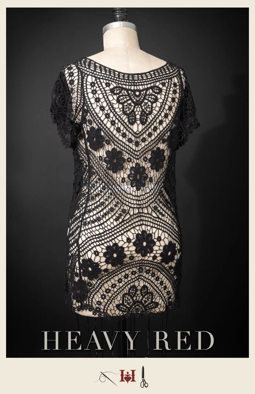 Bohemian Noir Crochet Shirt