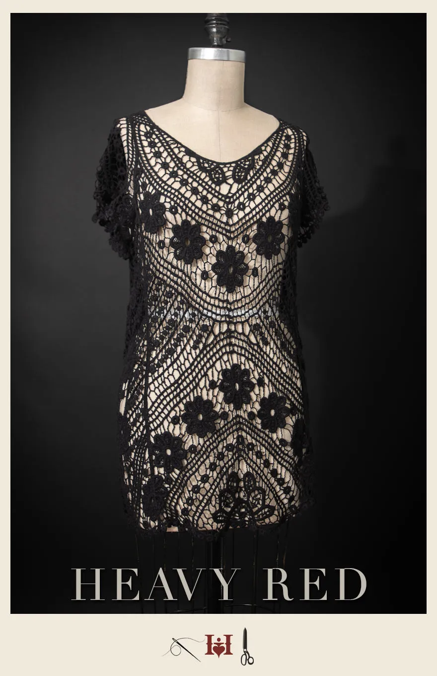 Bohemian Noir Crochet Shirt