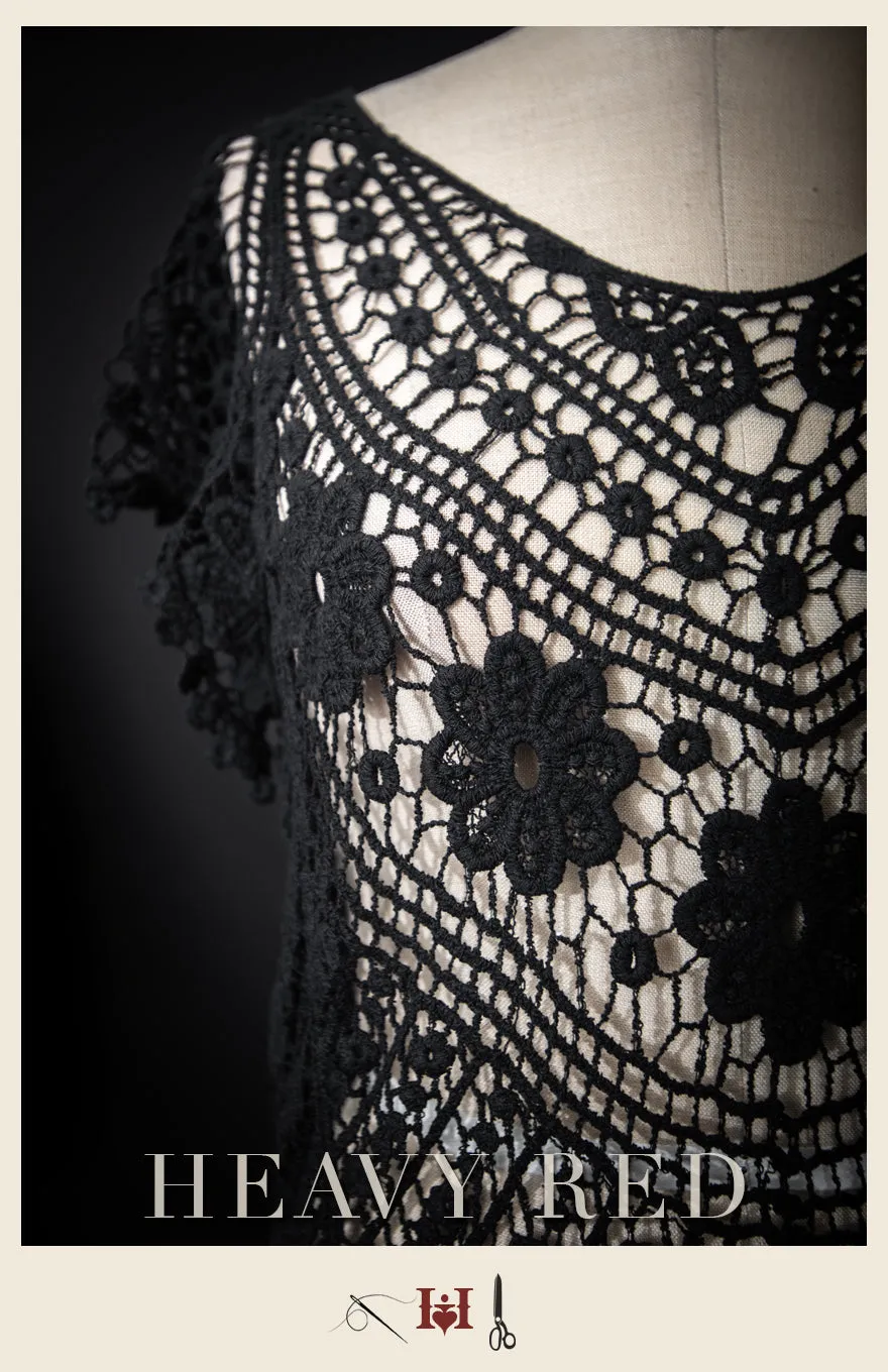 Bohemian Noir Crochet Shirt