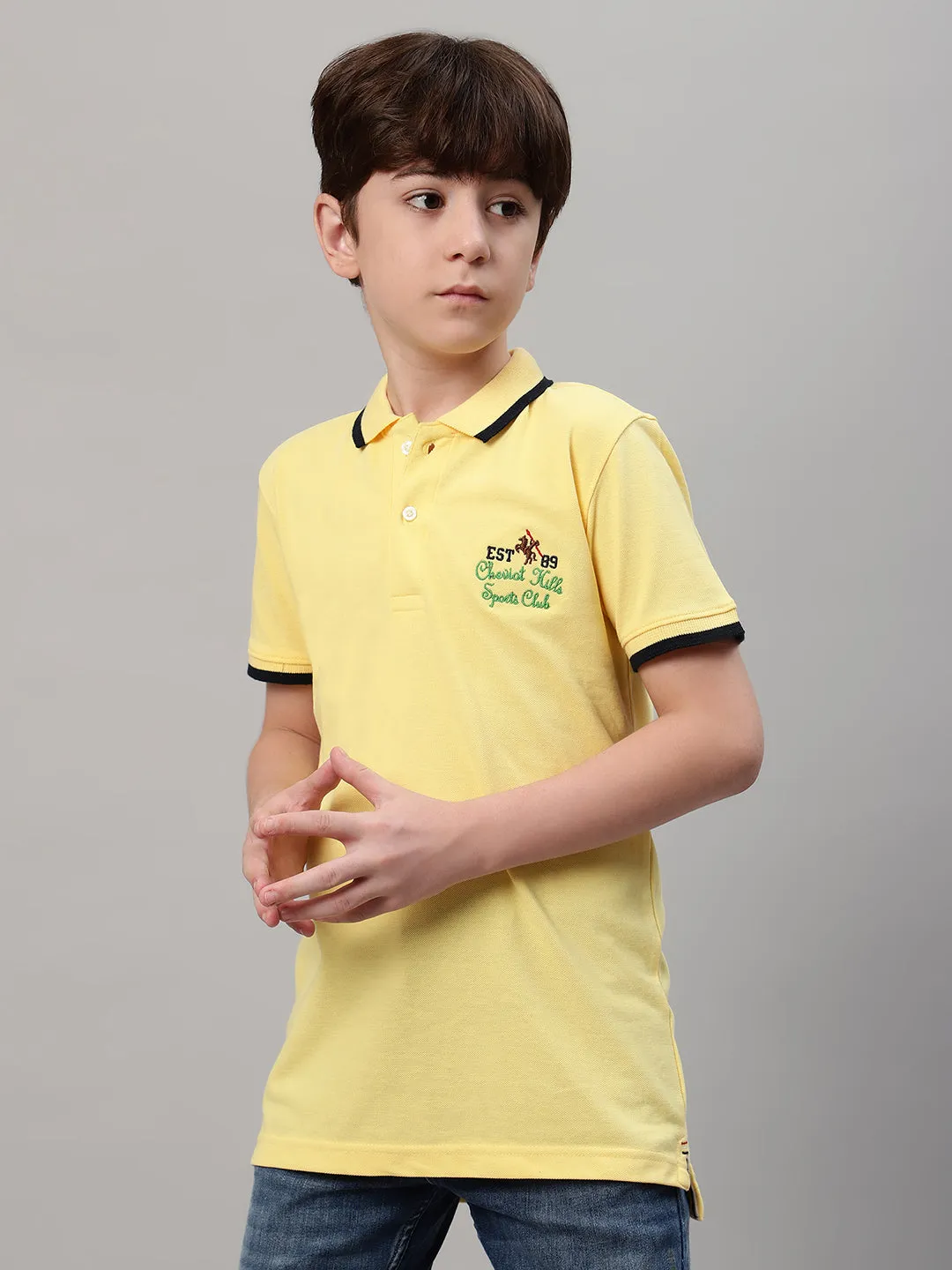 Boy's Yellow Solid T-Shirt