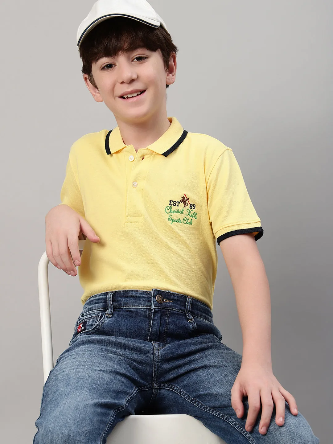 Boy's Yellow Solid T-Shirt