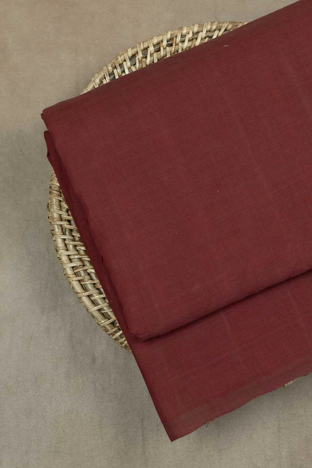 Brick Maroon Mangalagiri Cotton Fabric