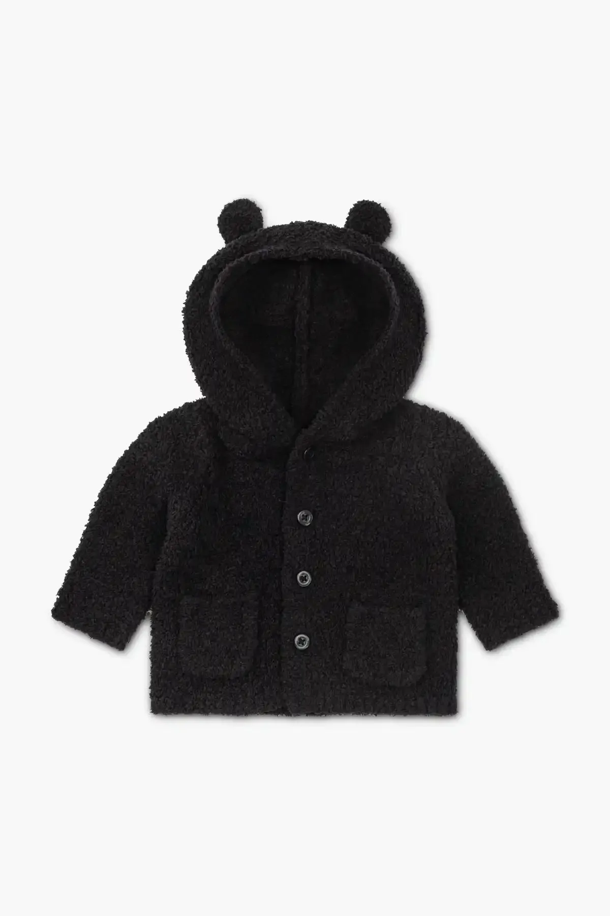 Brushed Yarn Teddy Cardigan_Charcoal