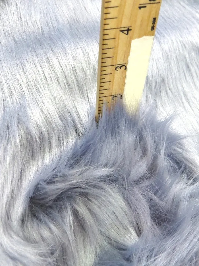 Cobalt Solid Shaggy Long Pile Faux Fur Fabric / Sold By The Yard