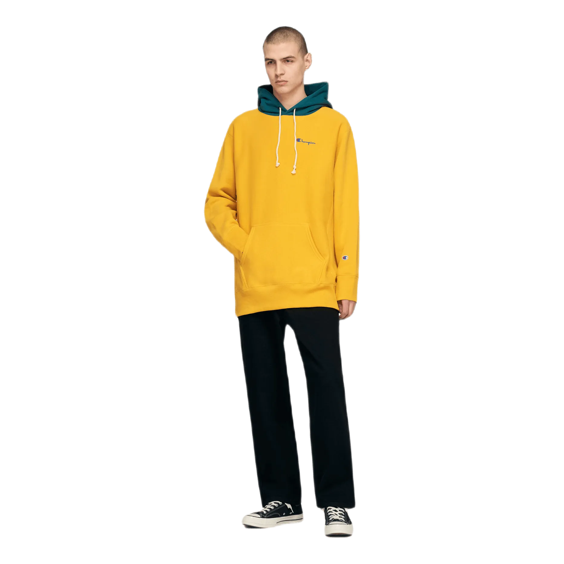 Color Block Hooded Sweatshirt Yellow