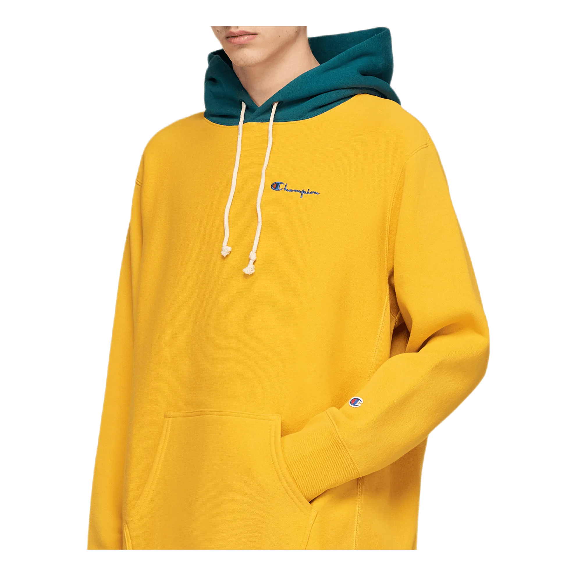 Color Block Hooded Sweatshirt Yellow