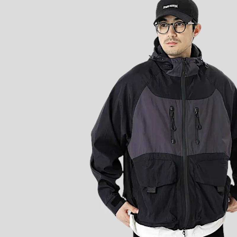 Color block windbreaker with rubberized zippers