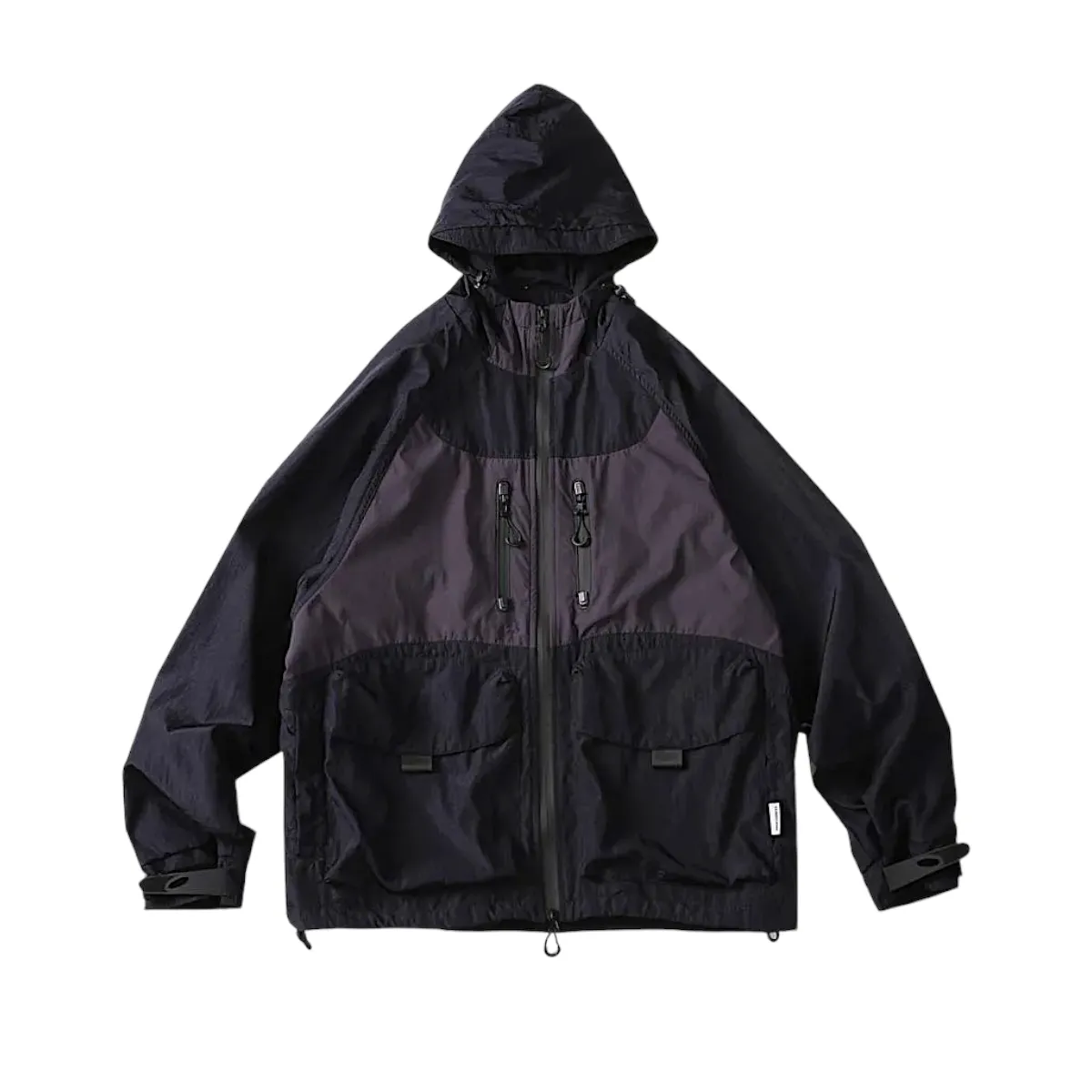 Color block windbreaker with rubberized zippers