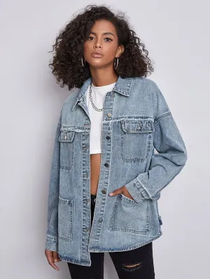 Curved Hem Denim Jacket