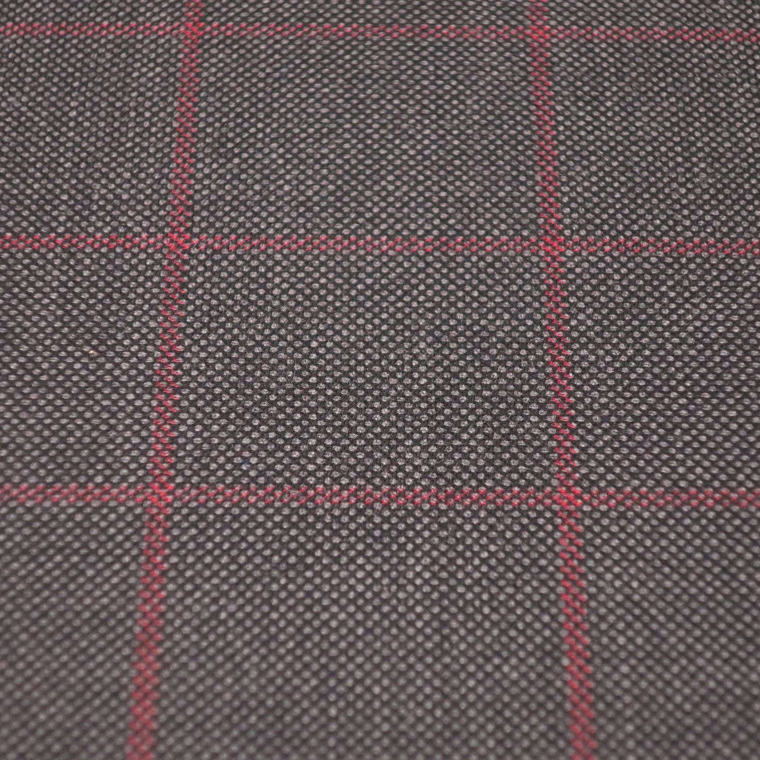 Dark Gray with Red Plaid Loro Piana Super Winter Extrafine Wool Fabric