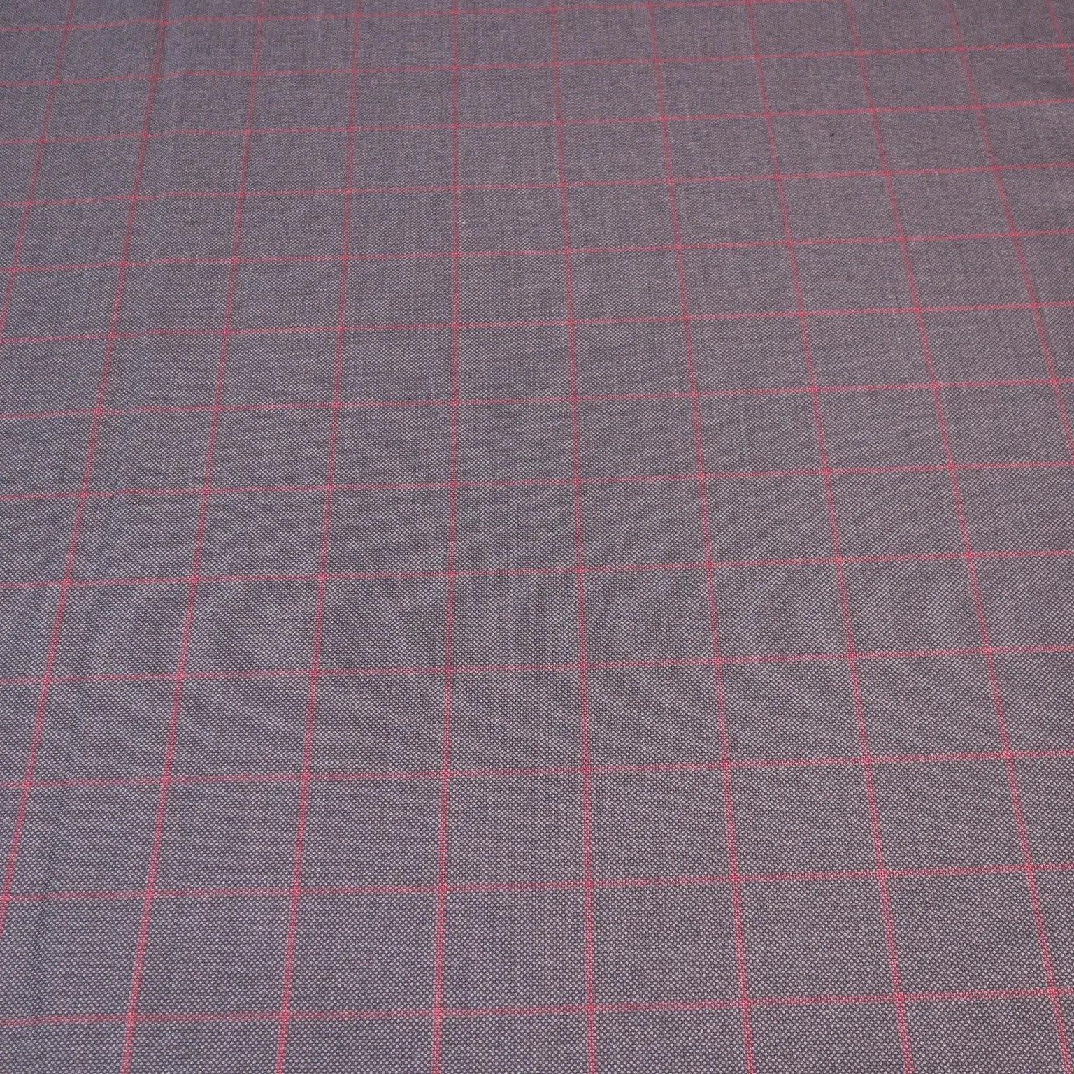 Dark Gray with Red Plaid Loro Piana Super Winter Extrafine Wool Fabric