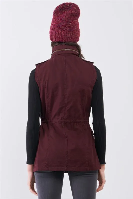 Detachable Hood Detail Parka Utility Vest