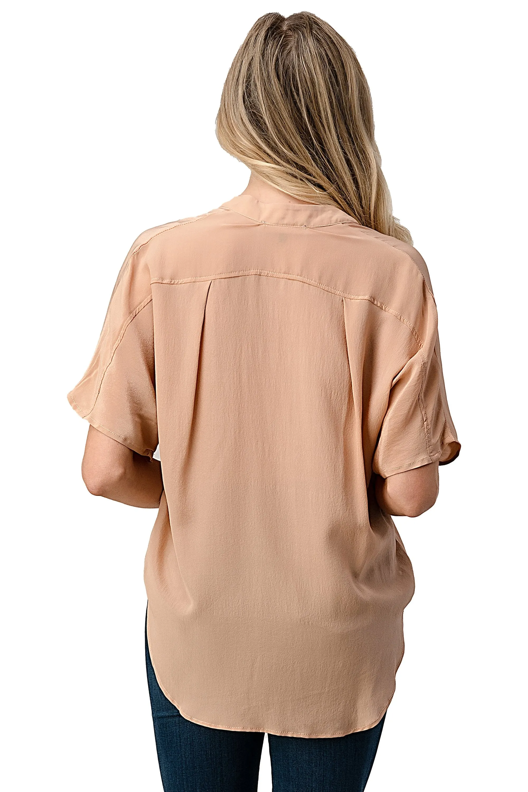 Dolman Sleeve Silk Solid Blouse Top