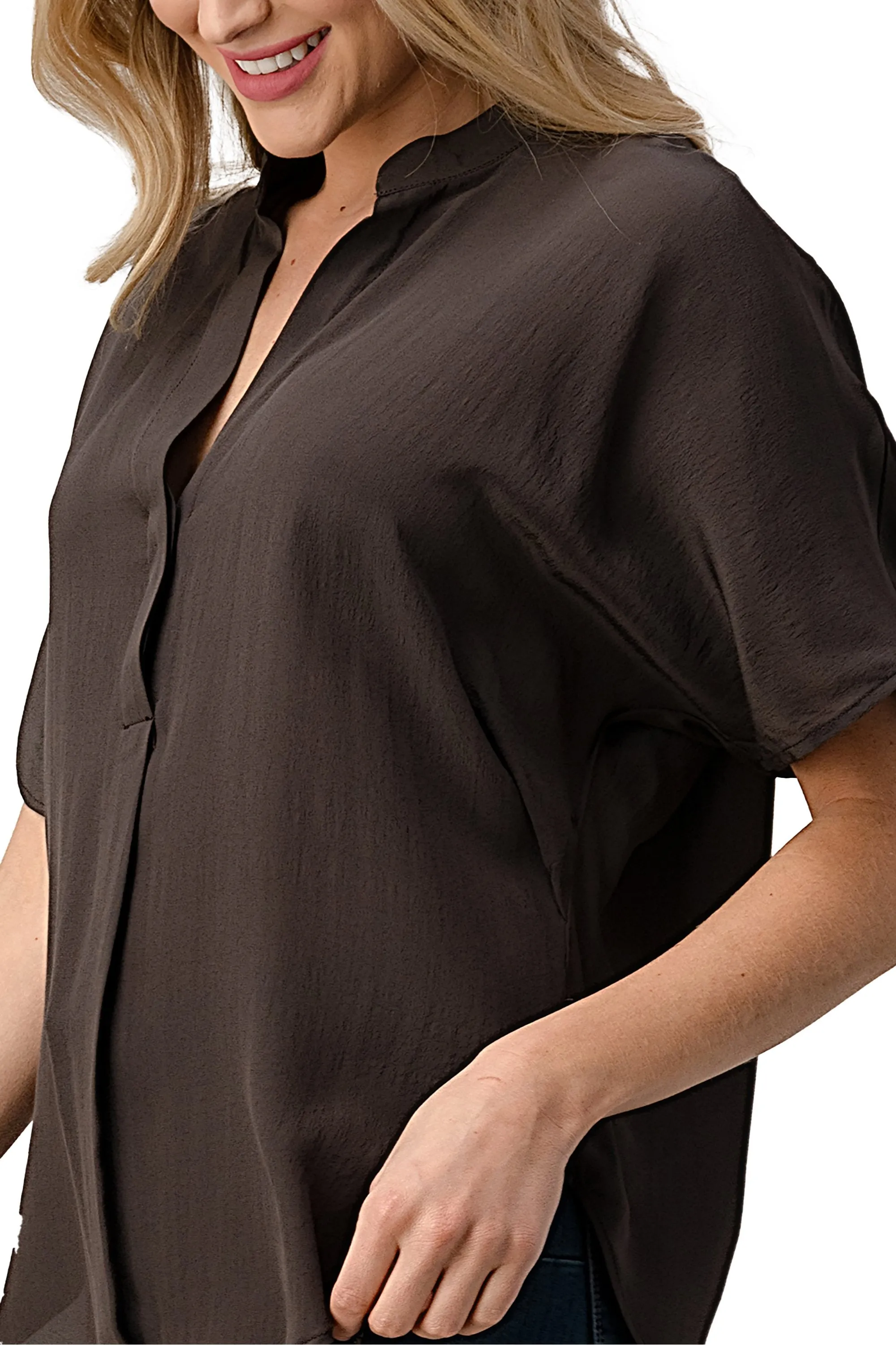 Dolman Sleeve Silk Solid Blouse Top