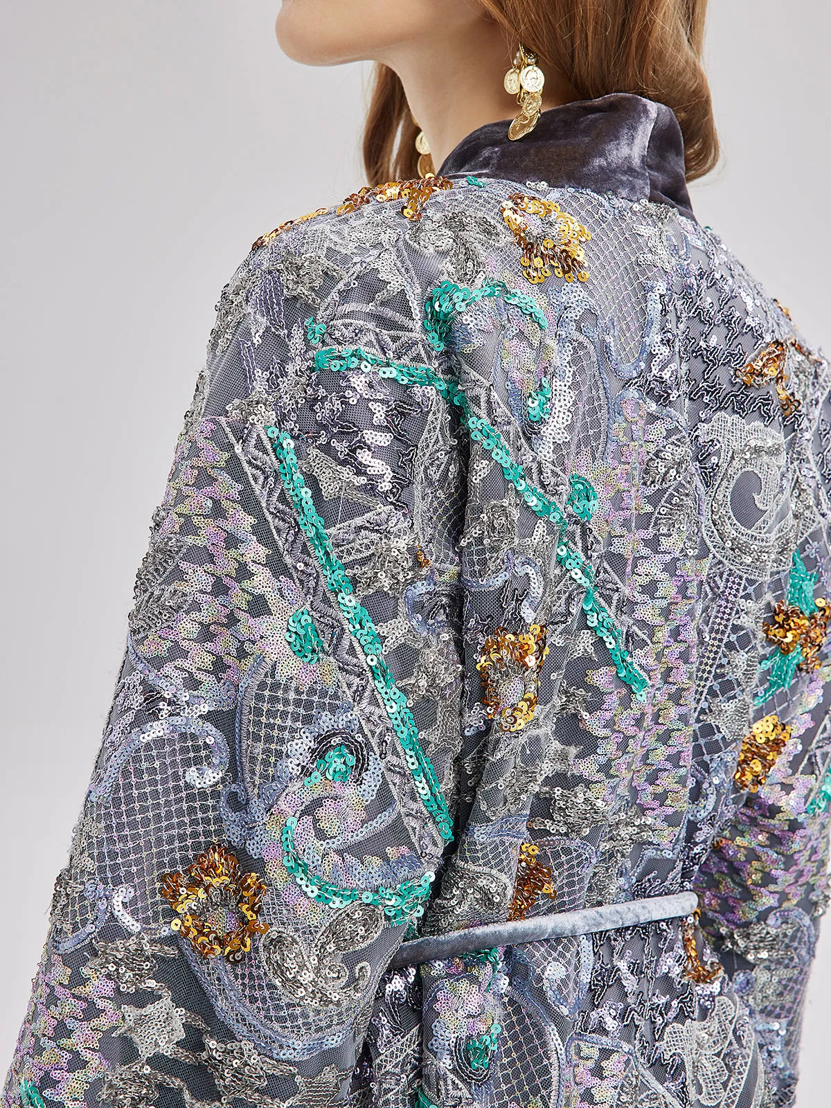 Exquisite Beadwork Silk Velvet Jacket