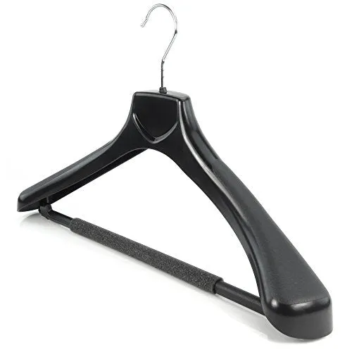 HANGERWORLD 10 Black 17.8inch Plastic Coat Clothes Garment Pant Skirt Bar Hangers 2.36inch Broad Shoulder Support