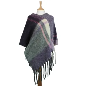 Heather Check Poncho - Thick Cosy Feel