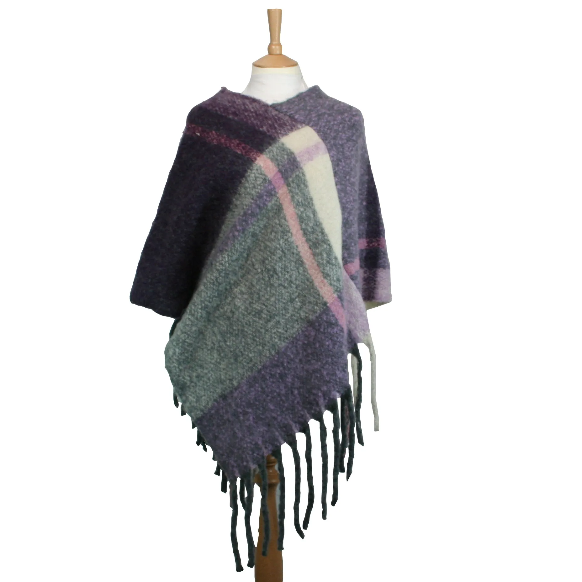 Heather Check Poncho - Thick Cosy Feel