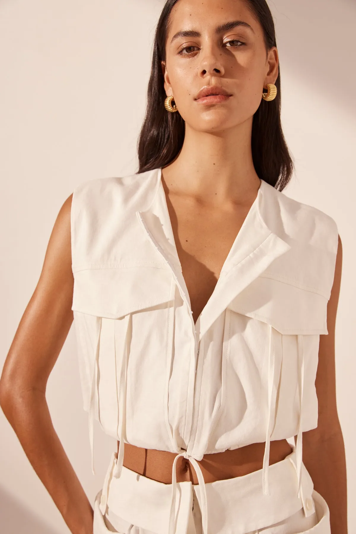 KASBAH UTILITY CROPPED TOP - RICE