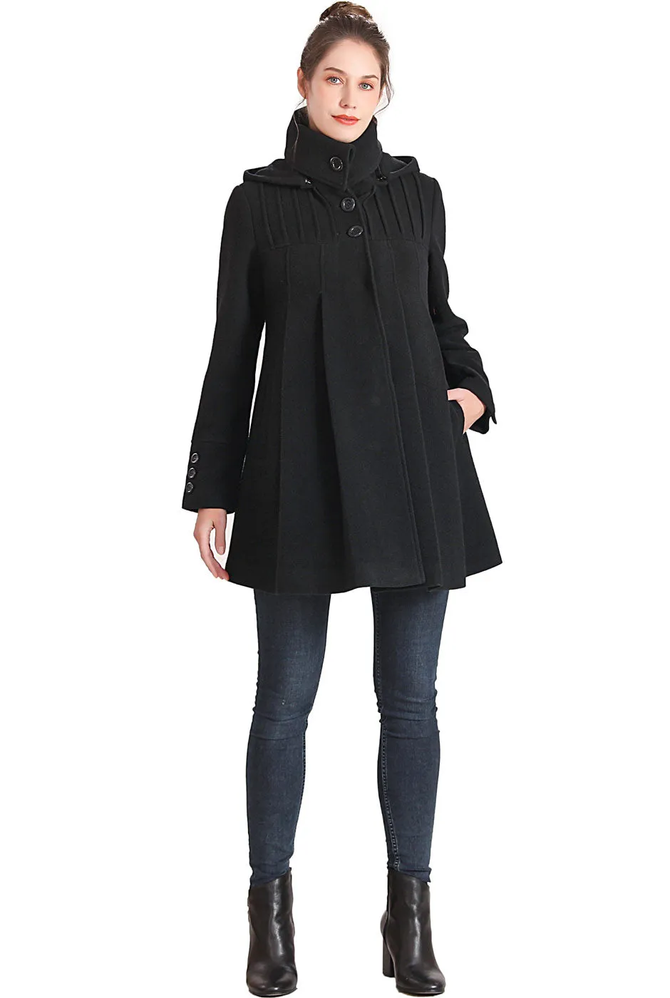 Kimi   Kai Maternity "Aela" A-Line Hooded Wool Coat