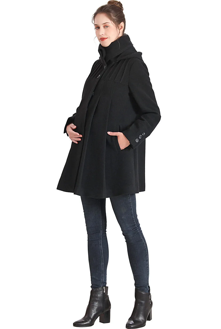 Kimi   Kai Maternity "Aela" A-Line Hooded Wool Coat