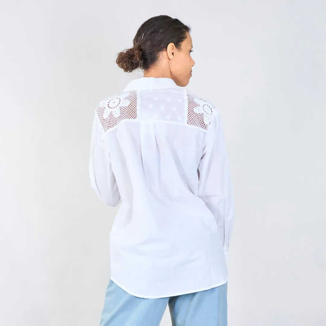 Lace-trim button-up blouse wholesale