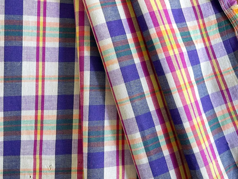 Light-Weight Soft 'n Handsome Mock Madras Plaid Cotton Shirting (Made in Italy)