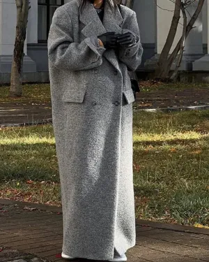 Long Comfortable Casual Tweed Coat