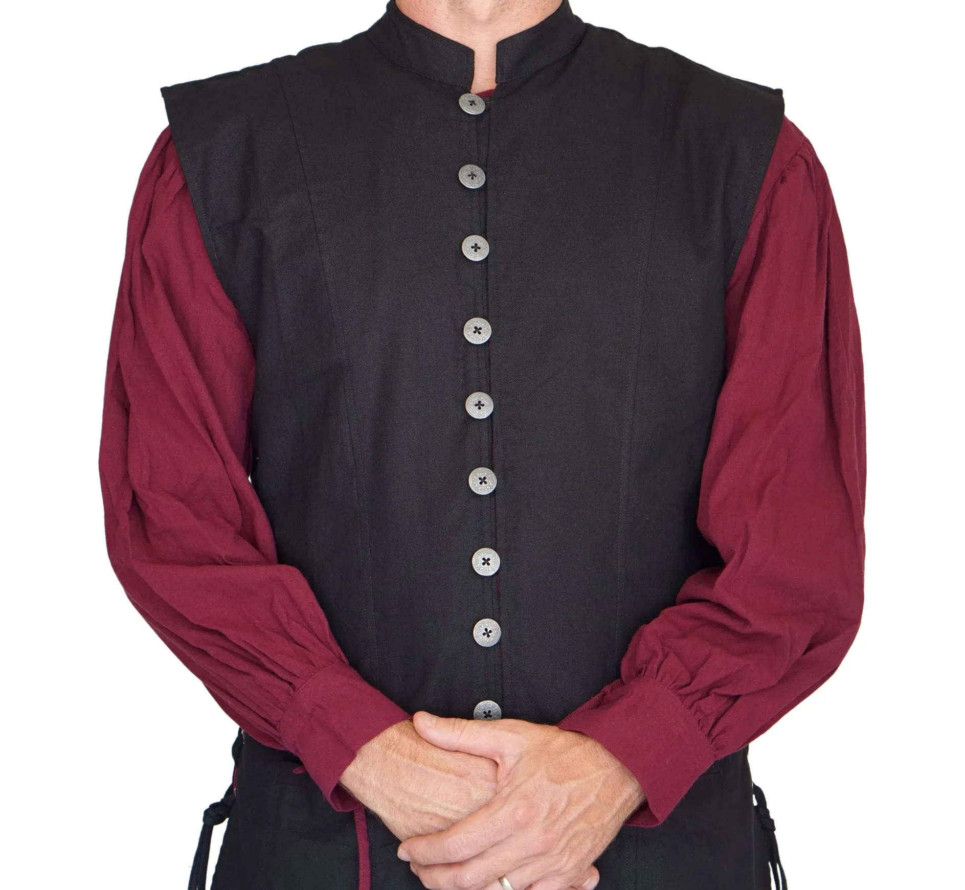 'Medieval Duster' Renaissance Festival Costume Doublet - Black/Red