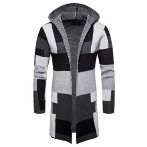 Men Stylish Plaid Pattern Hooded Cardigan    MCC18015