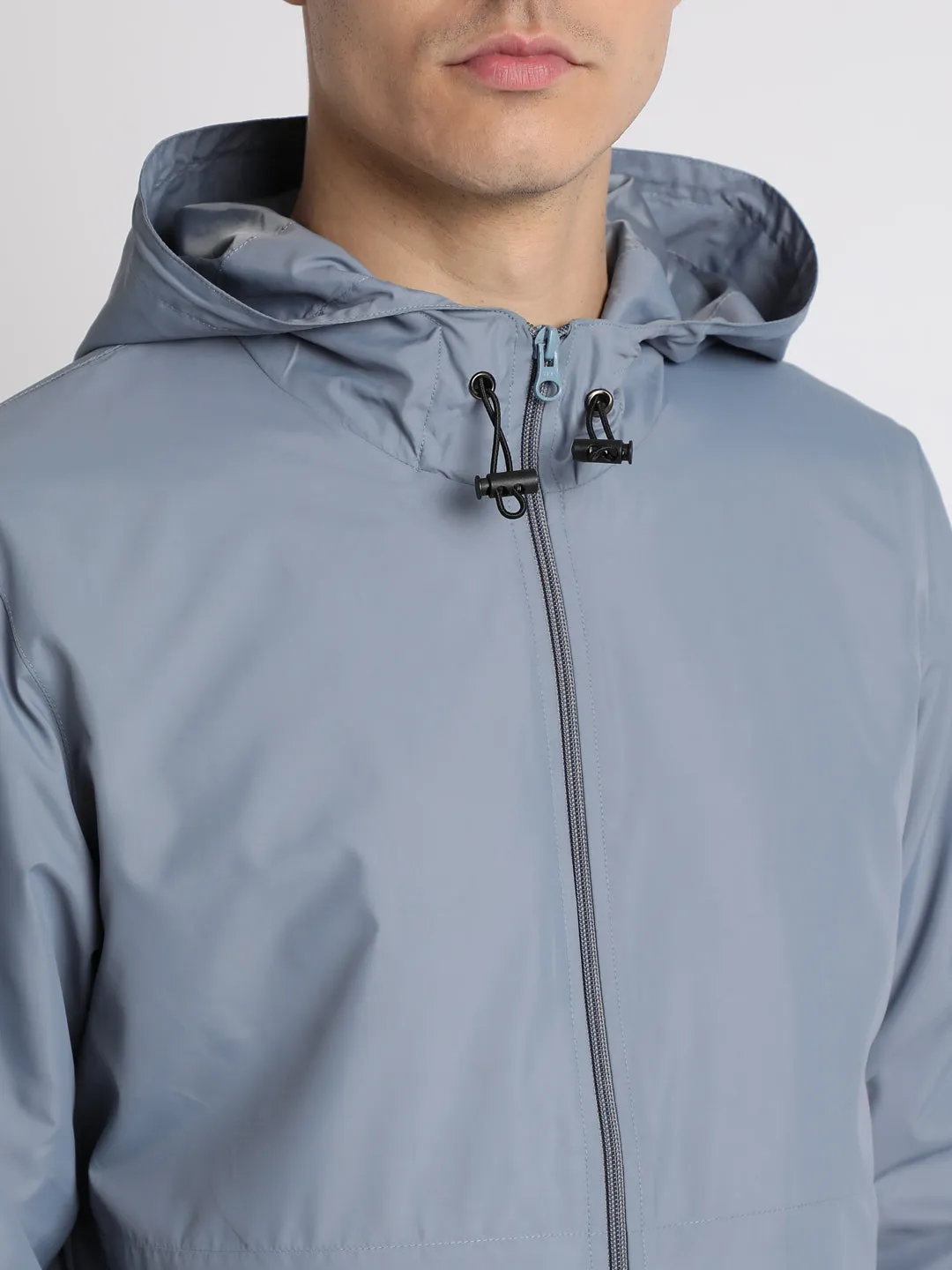 Men's Hooded Regular Fit Solid Heaven Blue Jackets