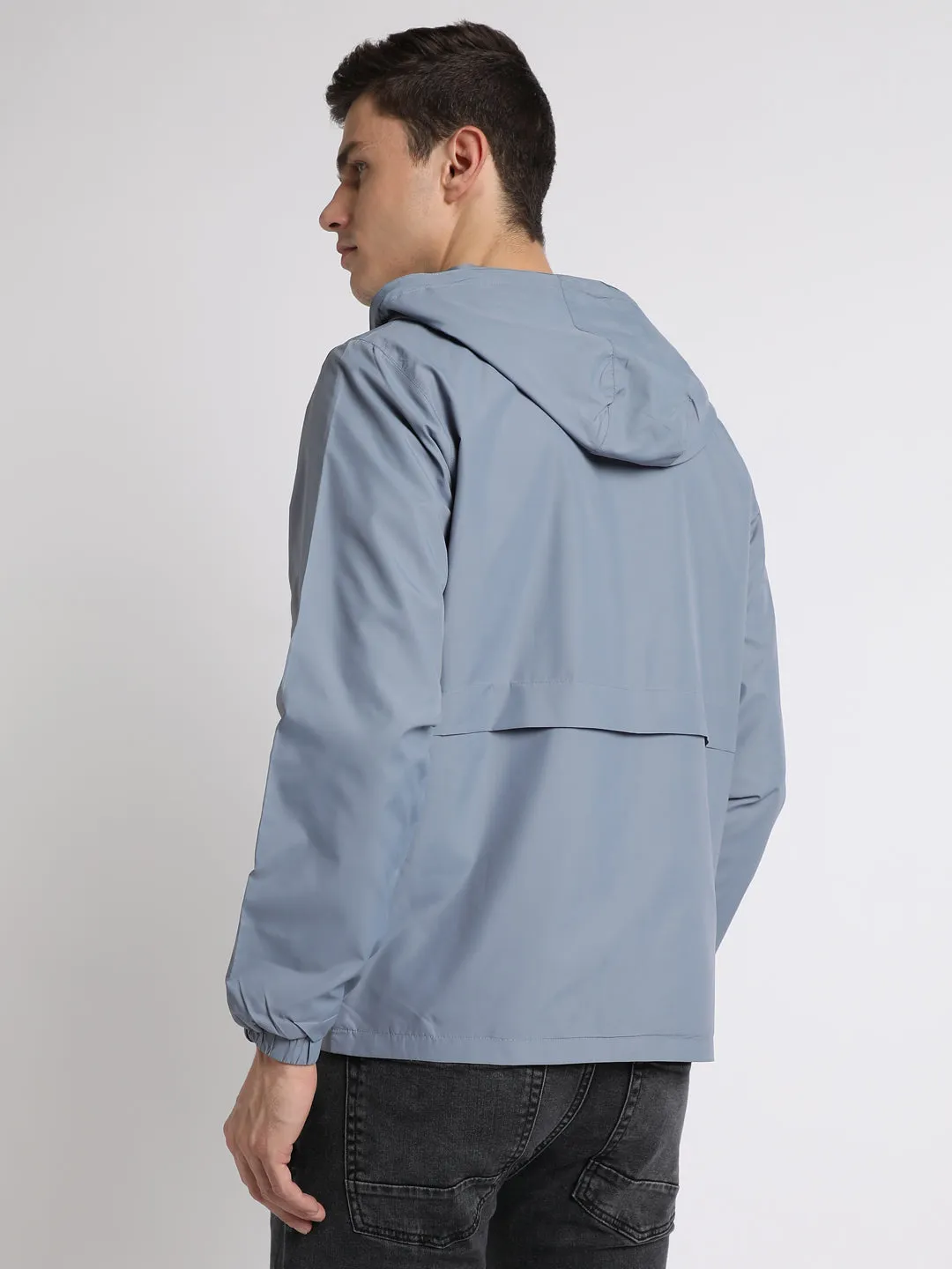 Men's Hooded Regular Fit Solid Heaven Blue Jackets