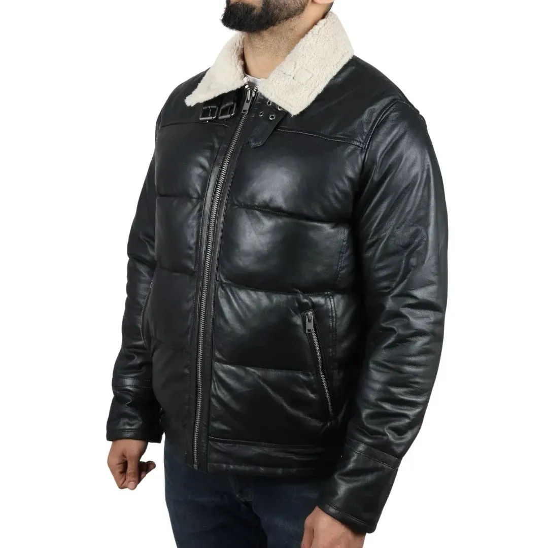 Men's Puffer Quilted Aviator Bomber Jacket