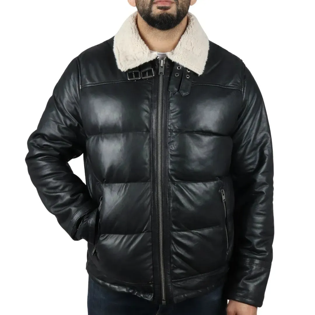 Men's Puffer Quilted Aviator Bomber Jacket