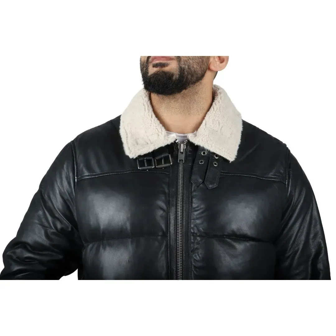 Men's Puffer Quilted Aviator Bomber Jacket