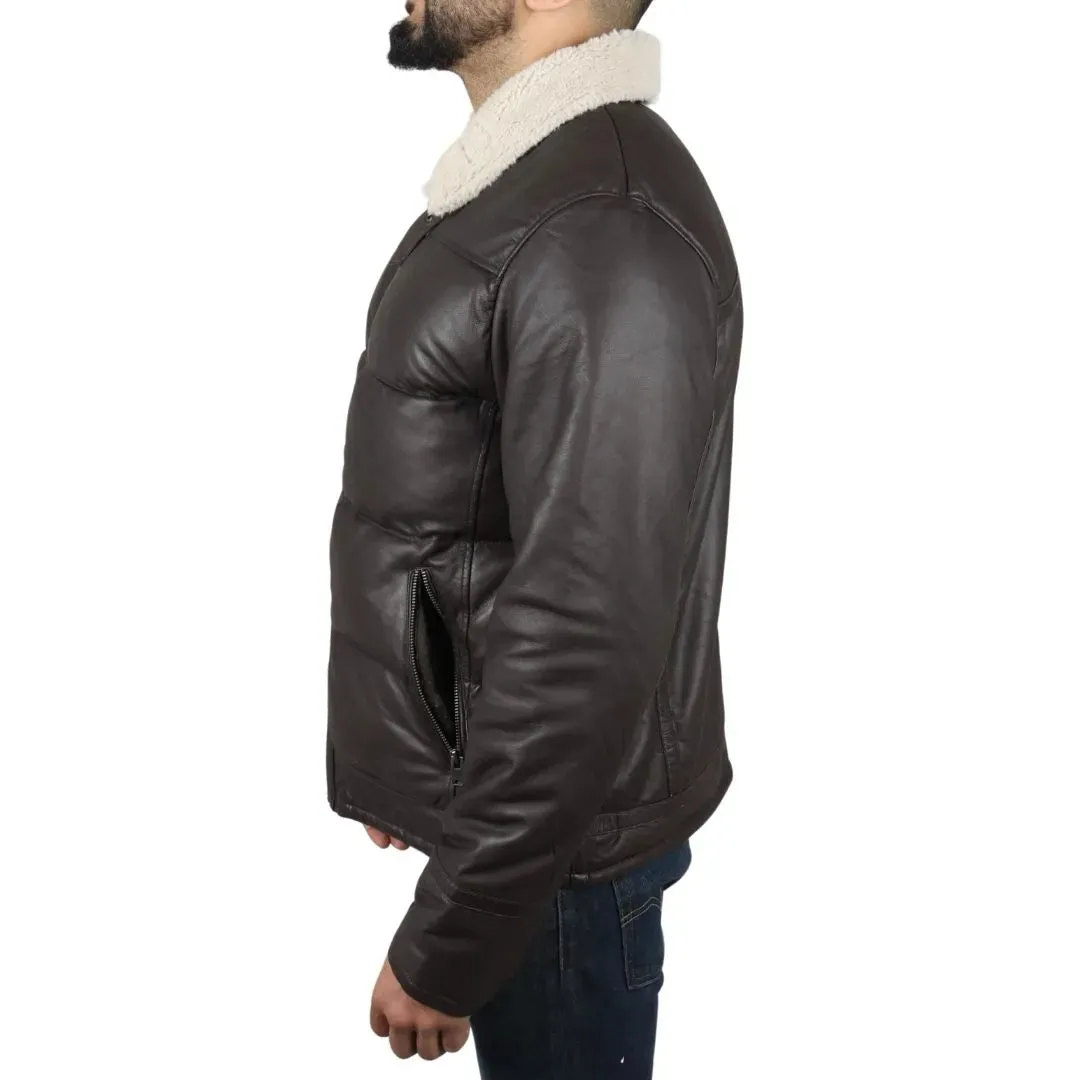 Men's Puffer Quilted Aviator Bomber Jacket