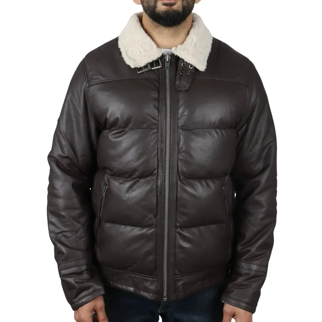 Men's Puffer Quilted Aviator Bomber Jacket