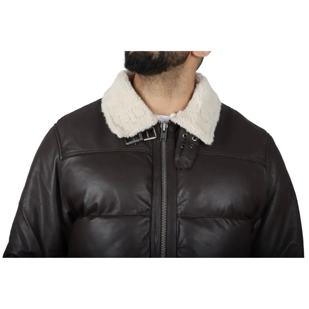 Men's Puffer Quilted Aviator Bomber Jacket