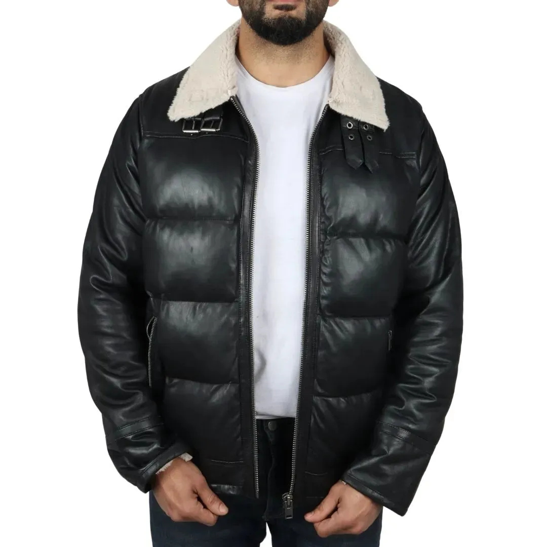 Men's Puffer Quilted Aviator Bomber Jacket