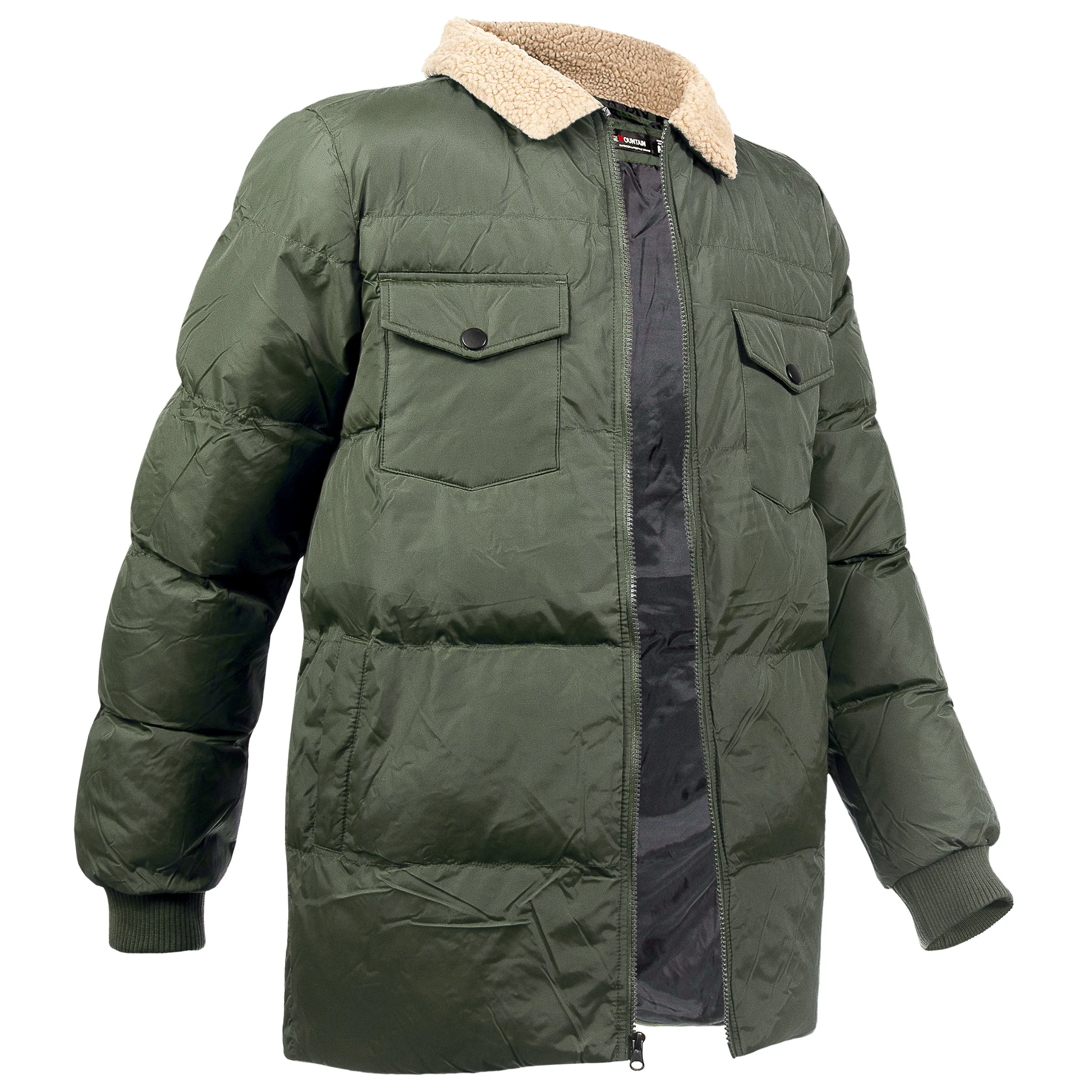 Men's Quilted Warm Winter Wholesale Coats in Green in Assorted Sizes - Bulk Case of 12 Winter Jackets