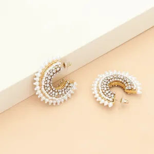 Mini Pearl Fiona Hoop Earrings White by Mignonne Gavigan