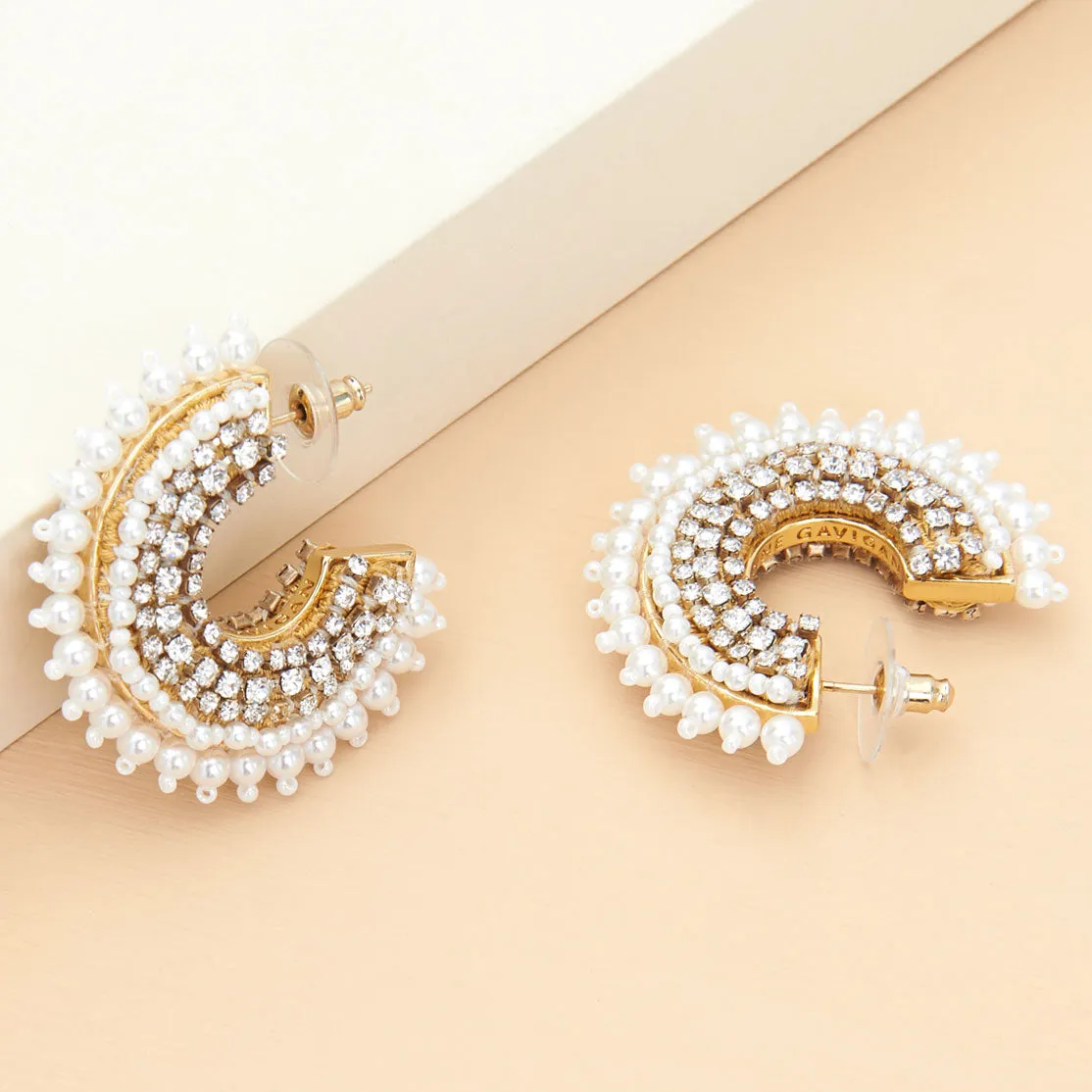 Mini Pearl Fiona Hoop Earrings White by Mignonne Gavigan